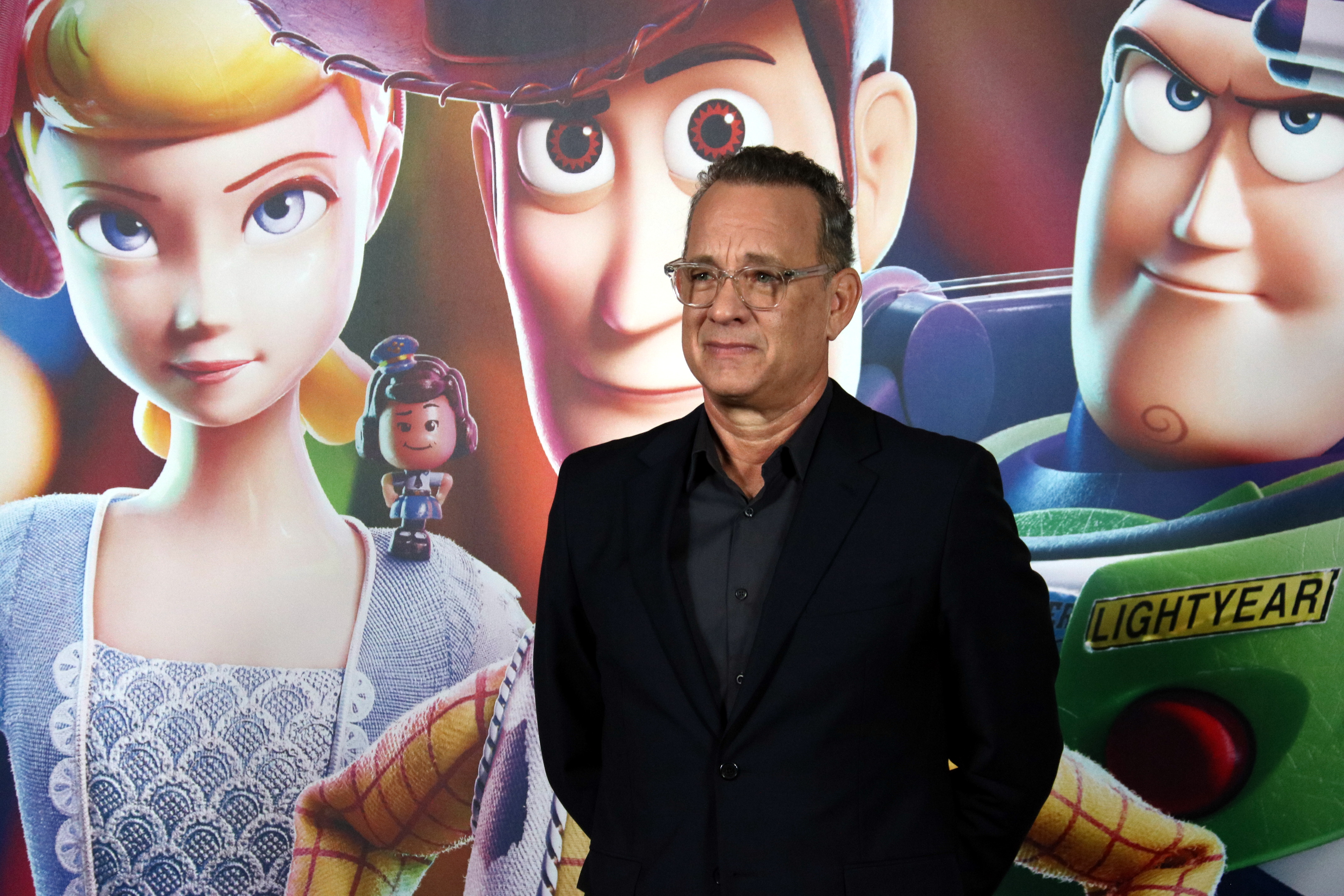 Tom Hanks presenting Toy Story 4 in Barcelona on June 19, 2019 (Getty)